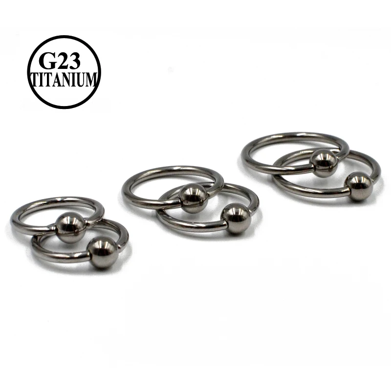 2pcs G23 Solid Titanium Circular Bead Ring Closer Ring Nose Ring Earring Labret TragusCaptive Bead Piercing Jewelry