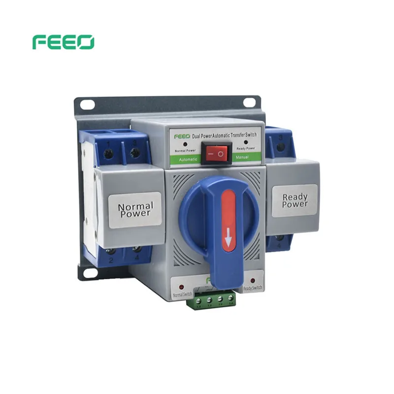 FEEO Mini Din Rail 2P 3P 4P ATS Dual Power Automatic Transfer Switch Uninterrupted Power Solar transfer switch 63A
