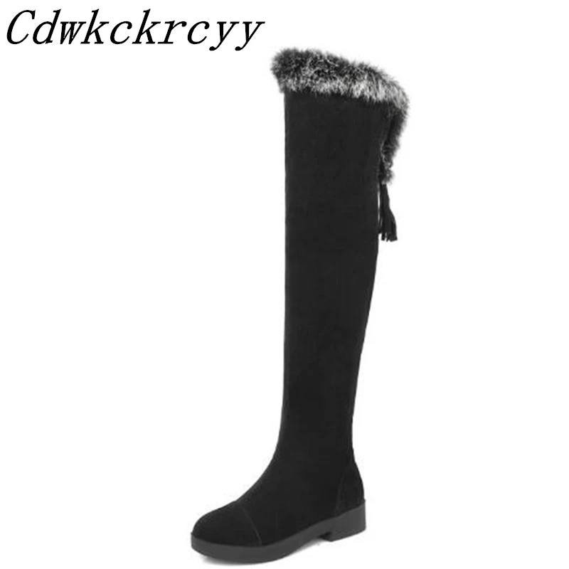 Women Boots Autumn and winter New style Round head Grind Suede Over the knee Boots Cashmere Keep warm Snow boots size 34-43