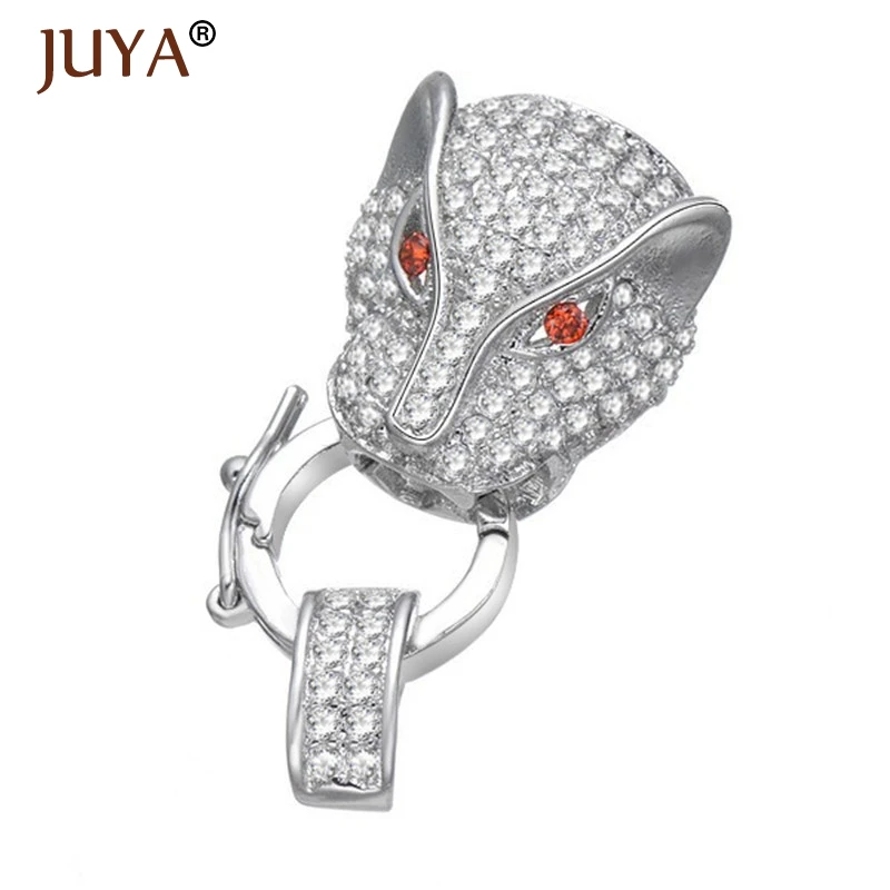 Fine Jewelry Connection & Clasps Leopard Head With CZ Beads Paved Jewellery Findings Fit For Necklace Bracelet Making