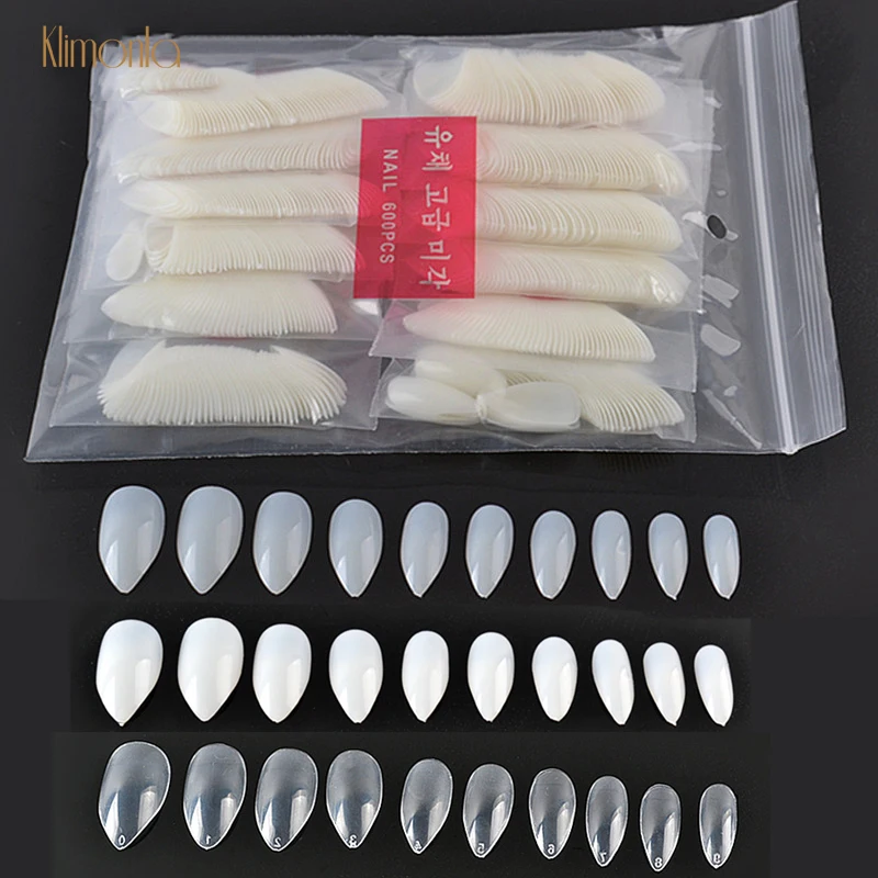 600pcs Fashion Sharp Head False Nails Short Full Nail Tips Professional Acrylic Artificial Fake Nails DIY Manicure For Nail Art