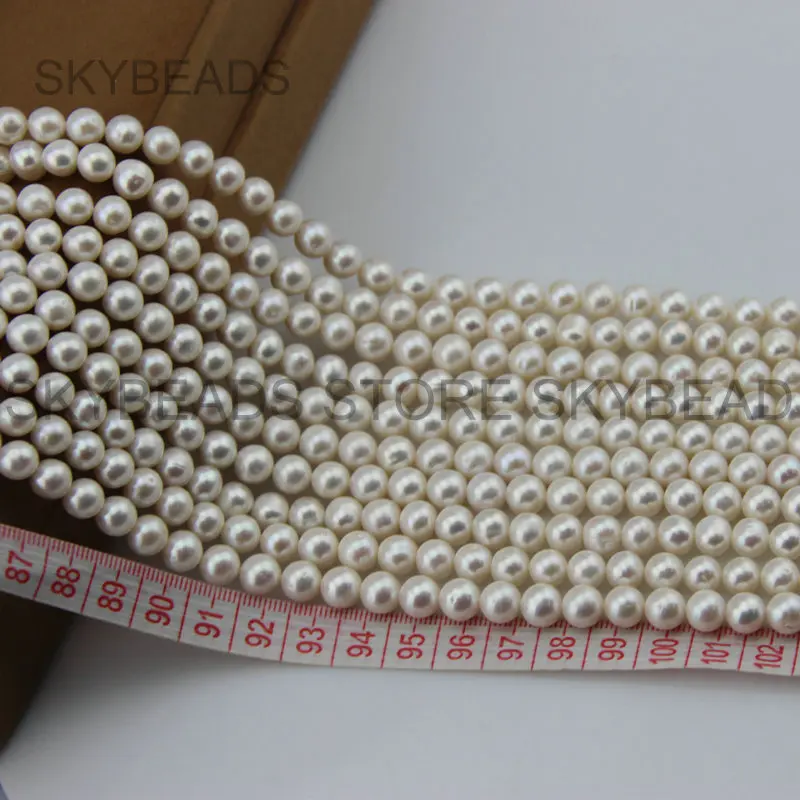 Good Quality Good Luster AA Grade Natural White Freshwater Pearl 7-8mm Round Beads for Wedding Bridal Jewelry Making Supplies