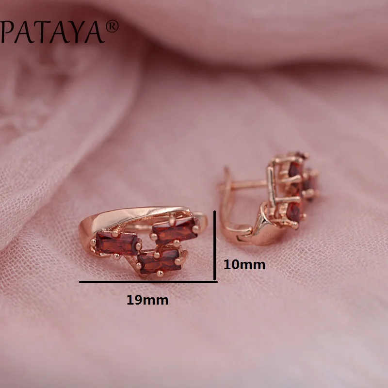 PATAYA Exclusive Multicolor 585 Rose Gold Color Earring Green Square Natural Cubic Zirconia Dangle Earrings Women Fine Jewelry