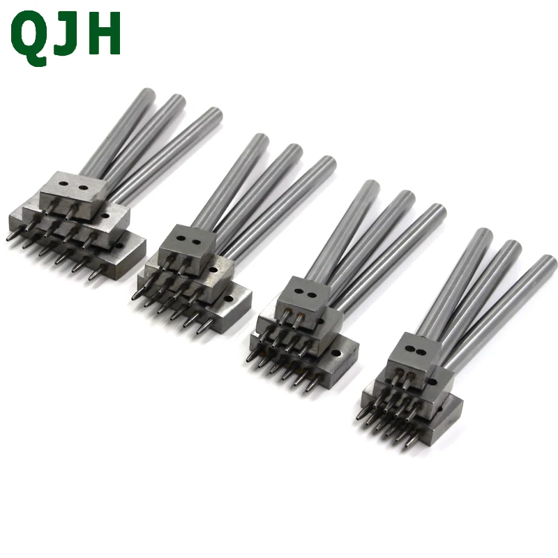 1mm Round Hole Punching Leather Tools Craft Punch DIY Handmade Stitched Cut Row Punch 2/4/6 Prong HolePunches 4/5/6/8mm spacing