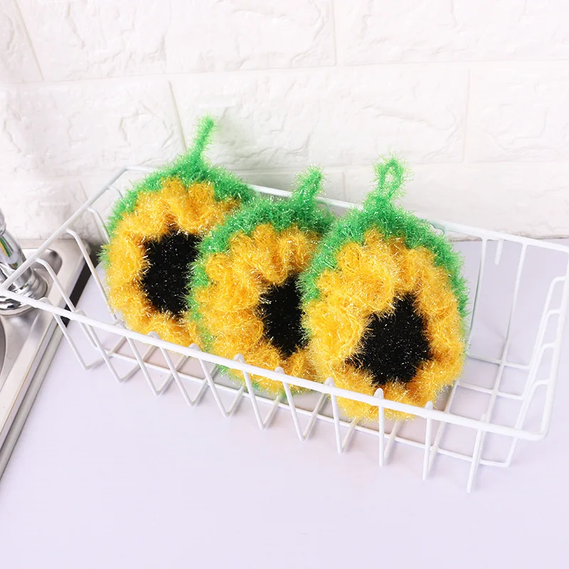 2PCS/LOT korea Sunflower Dish Cloth Acrylic Washing Towel Magic Kitchen Cleaning Wiping Rags