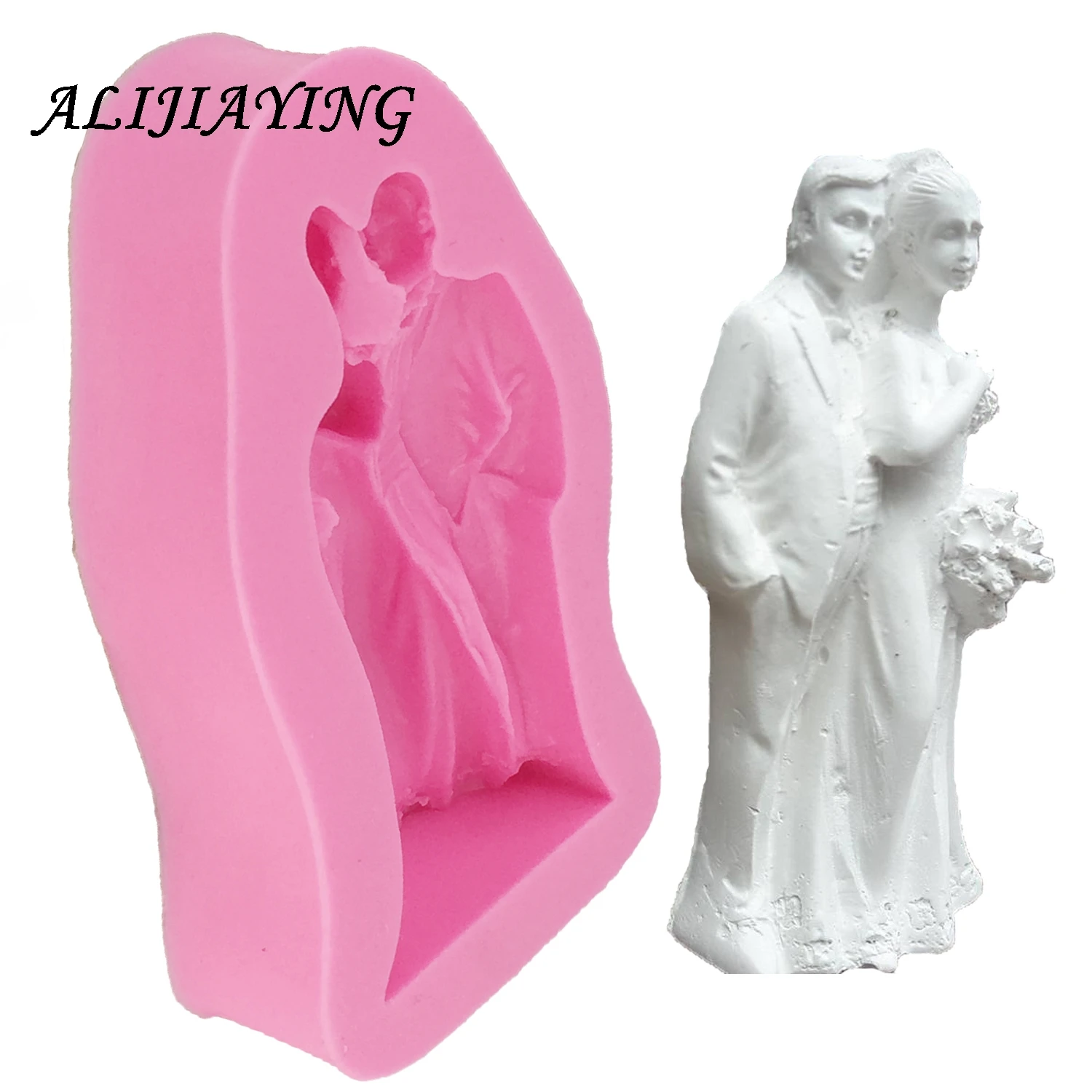 1Pcs 3D Bride and groom shape Silicone Fondant Molds Wedding Cake Decorating Tools Gumpaste Chocolate Moulds D0598