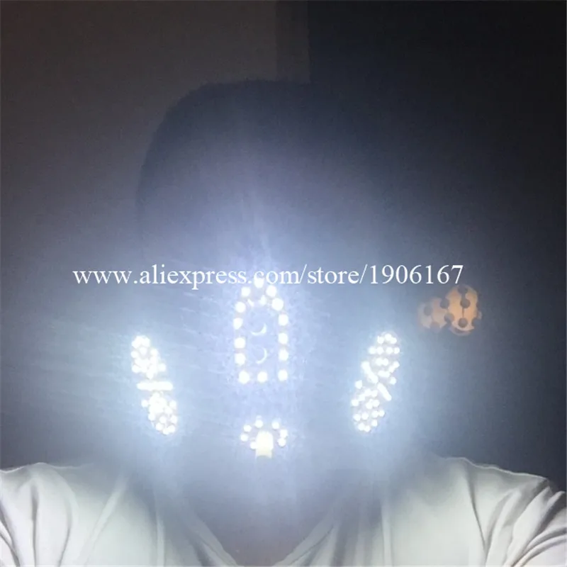 New Design Red 4 Lasers Led Light  White Color Luminous Flashing Halloween Mask Headwear For DJ Club Party Christmas Decoration