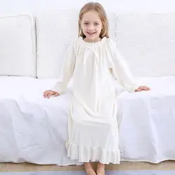 Spring Children's Nightgown Baby Girls Clothes Gold Velvet Kids Sleepwear Vintage Princess Home Wear Long Sleeve Pajamas Y338