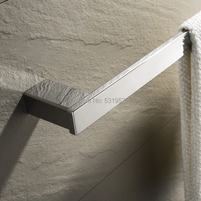 24 inch Towel Rail Bar Stainless Steel Bath Single Towel Bar Rack Square Hotel Towel Bar Hanger Shower Hand Towel Holder