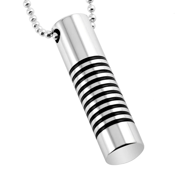 IJD2464 Cylinder Tube Cremation Jewelry for Ashes Pendant Locket Stainless Steel Keepsake Memorial Urn Necklace for Men Women