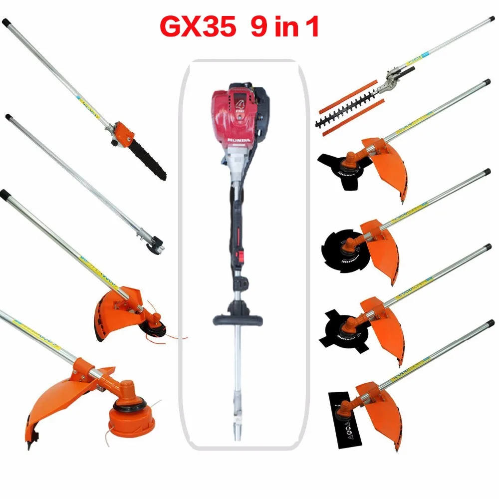 Multi GX35 4-strokes 9 in 1 Multi brush cutter grass trimmer lawn mower tree pruner tool garden work