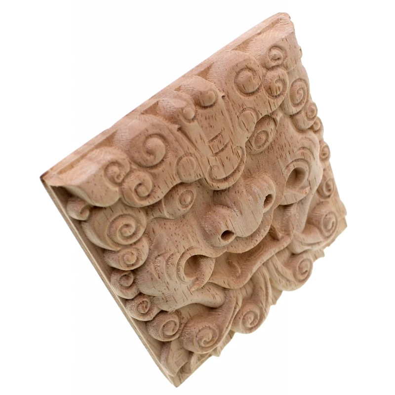 RUNBAZEF Vintage Unpainted Wood Carved Corner Onlay Applique Frame For Home Furniture Wall Cabinet Door Decor Crafts