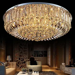 Plafonnier LED circulaire en cristal chromé, design moderne, éclairage d'intérieur, luminaire décoratif de plafond, de luxe