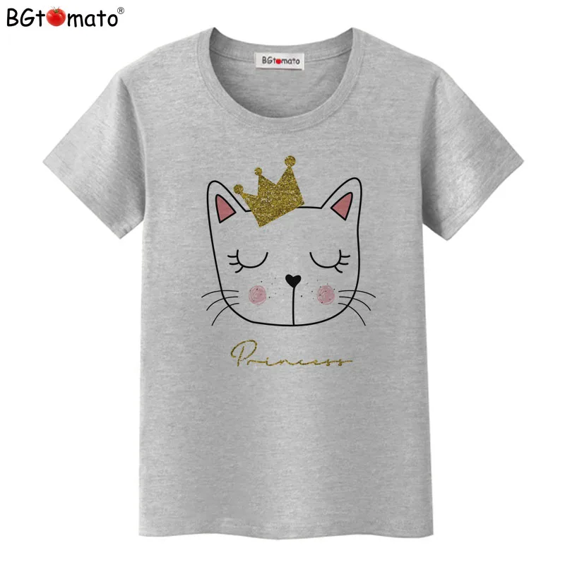 BGtomato T shirt New design super cute Queen cat t-shirt Hot sale brand new fashion shirt women Comfortable soft top tees