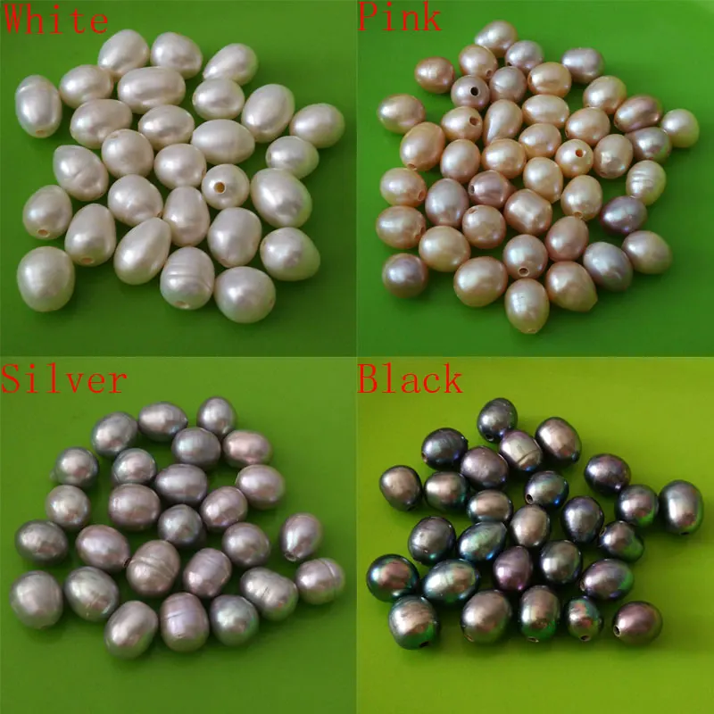 

11-12mm High Luster Natural Loose Rice Pearl with 2mm Large Half Hole,Sold by Lot,100 Pcs Per Lot