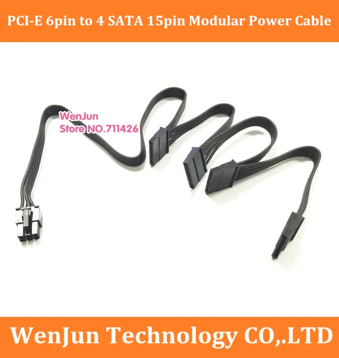 PCI-E 6 Pin male 1 to 4 SATA 15-Pin Modular Power Supply Cable for Silverstone SX500-G SX600-G SX650-G