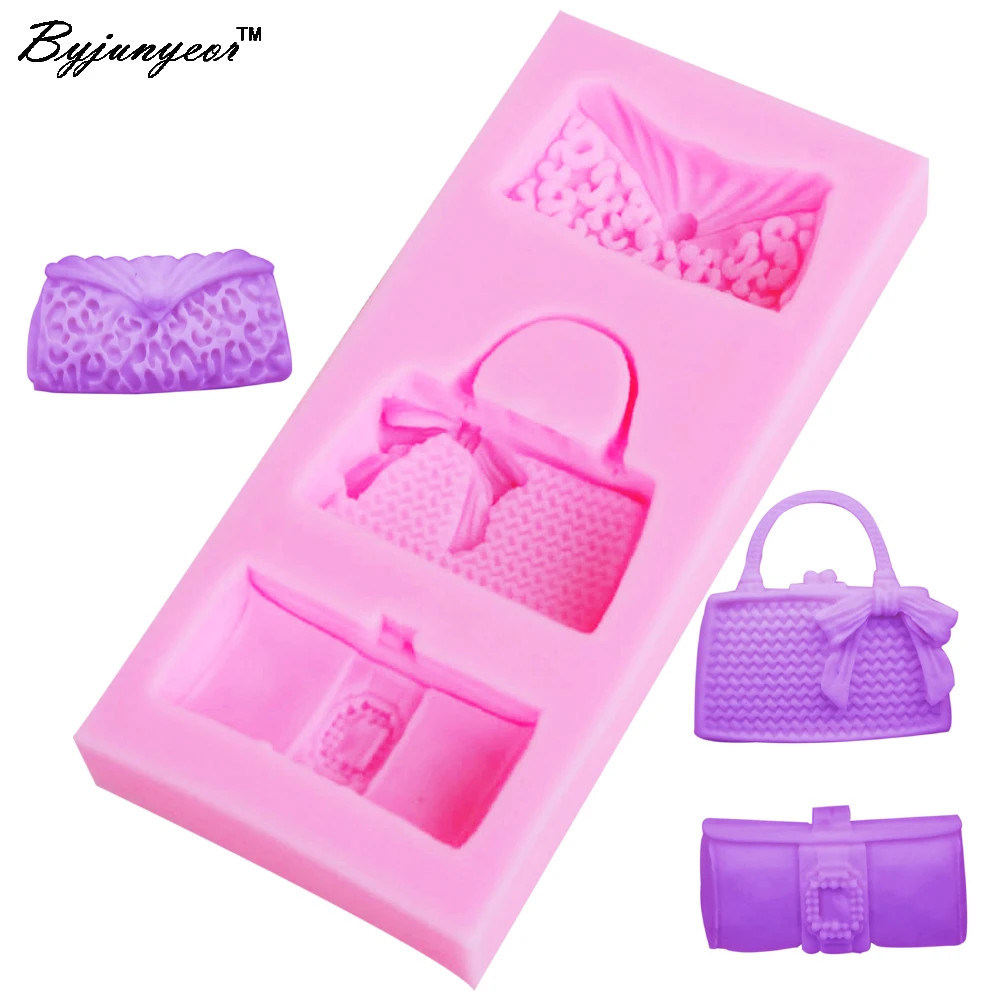 Byjunyeor F1154 Fashion Bags Epoxy UV Resin Fondant Chocolate Mold Silicone Mold Fondant Cake Decoration Molds