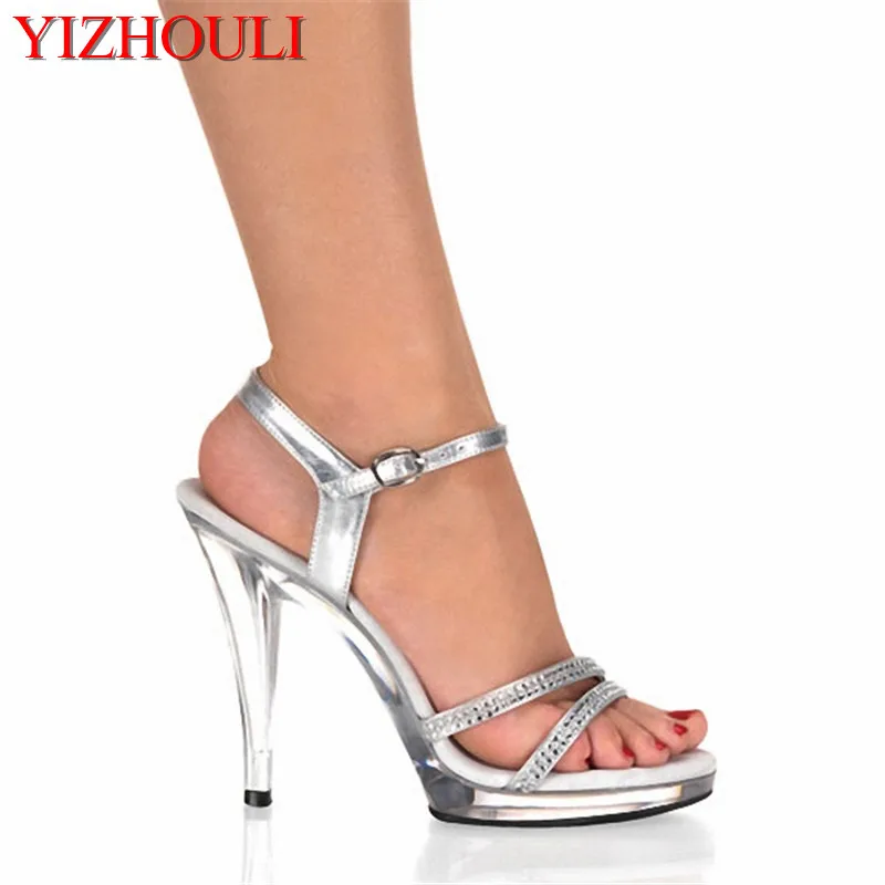 

13 cm Sexy Platforms Shoes 5 Inch high-heeled shoes Clear Crystal Sandals