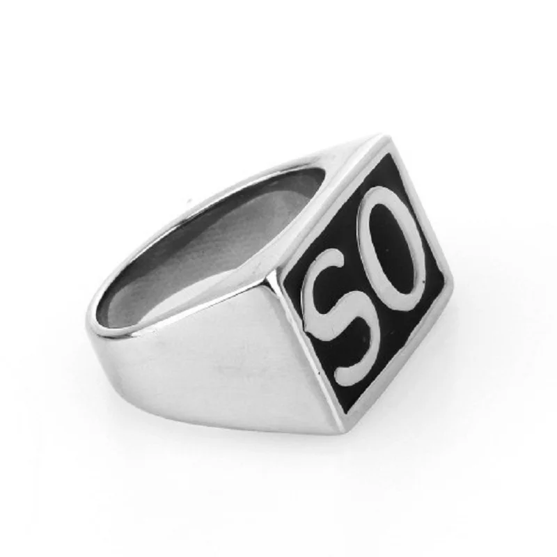 SO Men\'s Gothic Biker SONS Ring Signet 316L Stainless Steel Silver color Tone Men\'s Jewelry