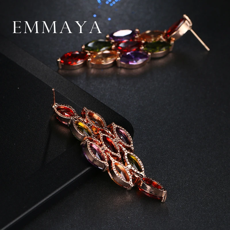 Emmaya New Year Gifts Fashion Luxury Earring Full Shiny Transparent Rhinestone Crystal Drop Earrings for Women Jewelry