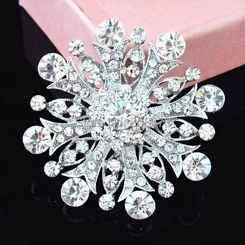 

DHL FREE SHIPPING VINTAGE SILVER FLOWER CRYSTAL BROOCH FOR WEDDING