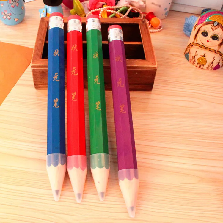 5 Pc/Lot Super Large Wooden Pencil With Eraser/ Giant Character Stationery /Children Toy Christmas Gift/34 CM