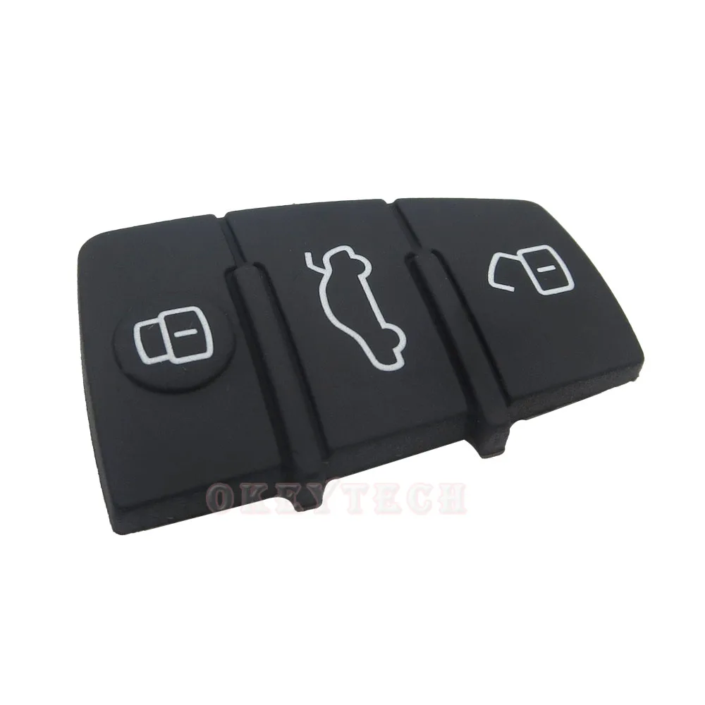 Okeytech 3 Tombol Remote Tombol Karet Key Pad Pengganti Remote Mobil Key Fob untuk Audi A3 B6 A4 A5 A6 C5 B8 Q5 Q7 TT S LINE RS