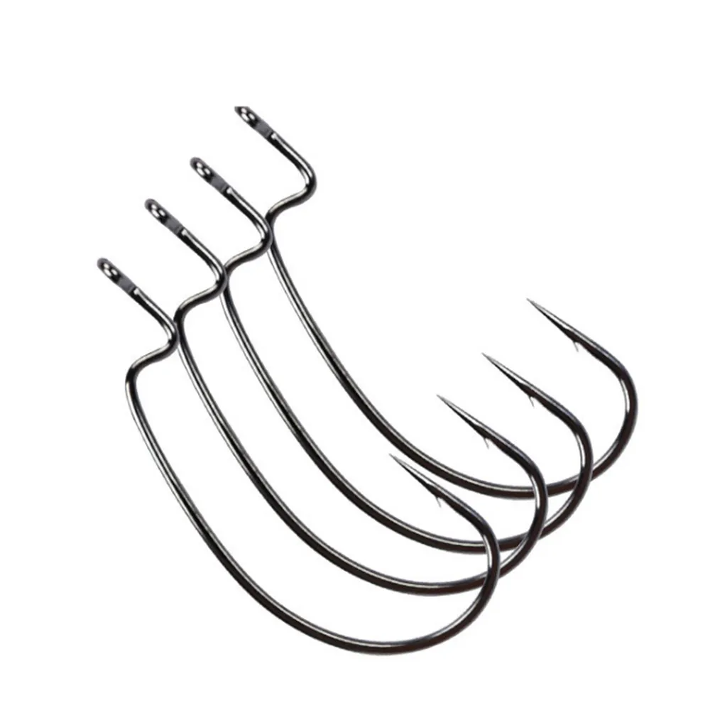 10pcs High Carbon Steel Fishing Hooks 1/0# 2/0# 3/0# 4/0# 5/0# Crank Hook For Soft Worm Bait Crankbait Fishing  Accessories