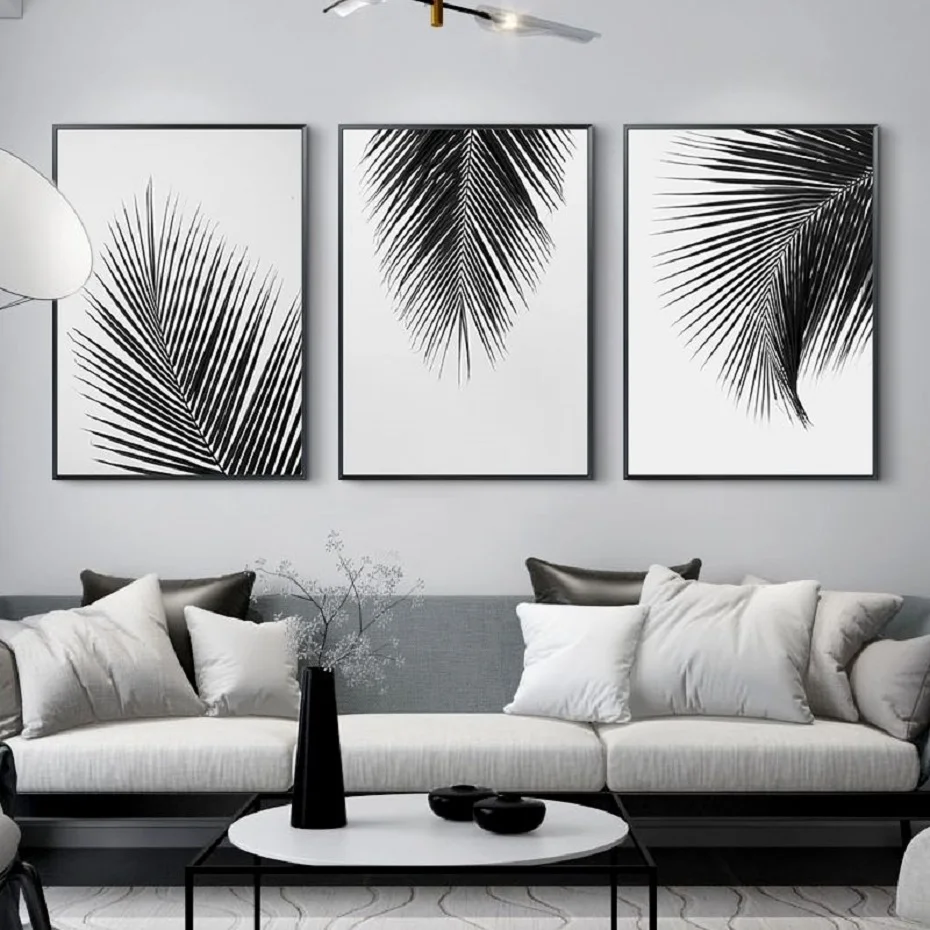 

Nordic Minimalist Black and White Leaves Canvas Paintings tropical Plants Posters Print Wall Art Pictures Living Room Home Decor