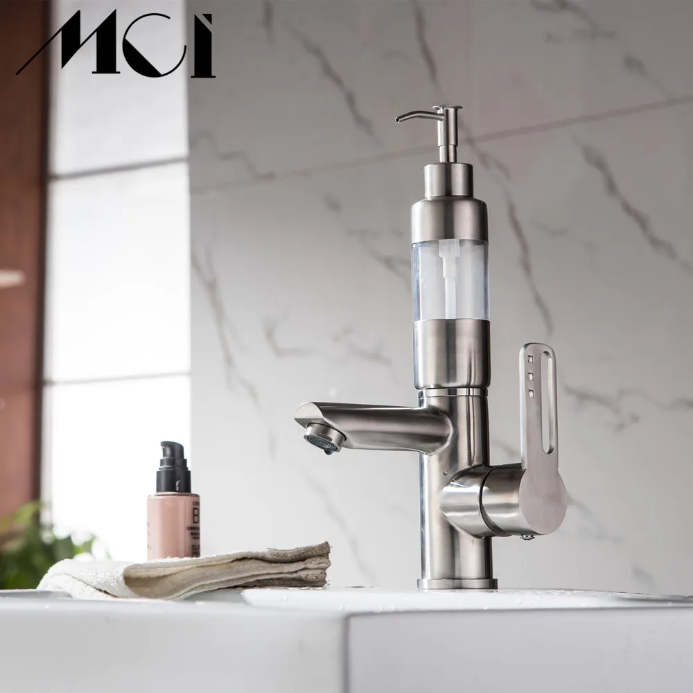 Stainless Steel Basin Faucet  Soap Dispenser Bathroom Shampoo Box Soap Container Deck Mounted Detergent Bottle Torneira Mci