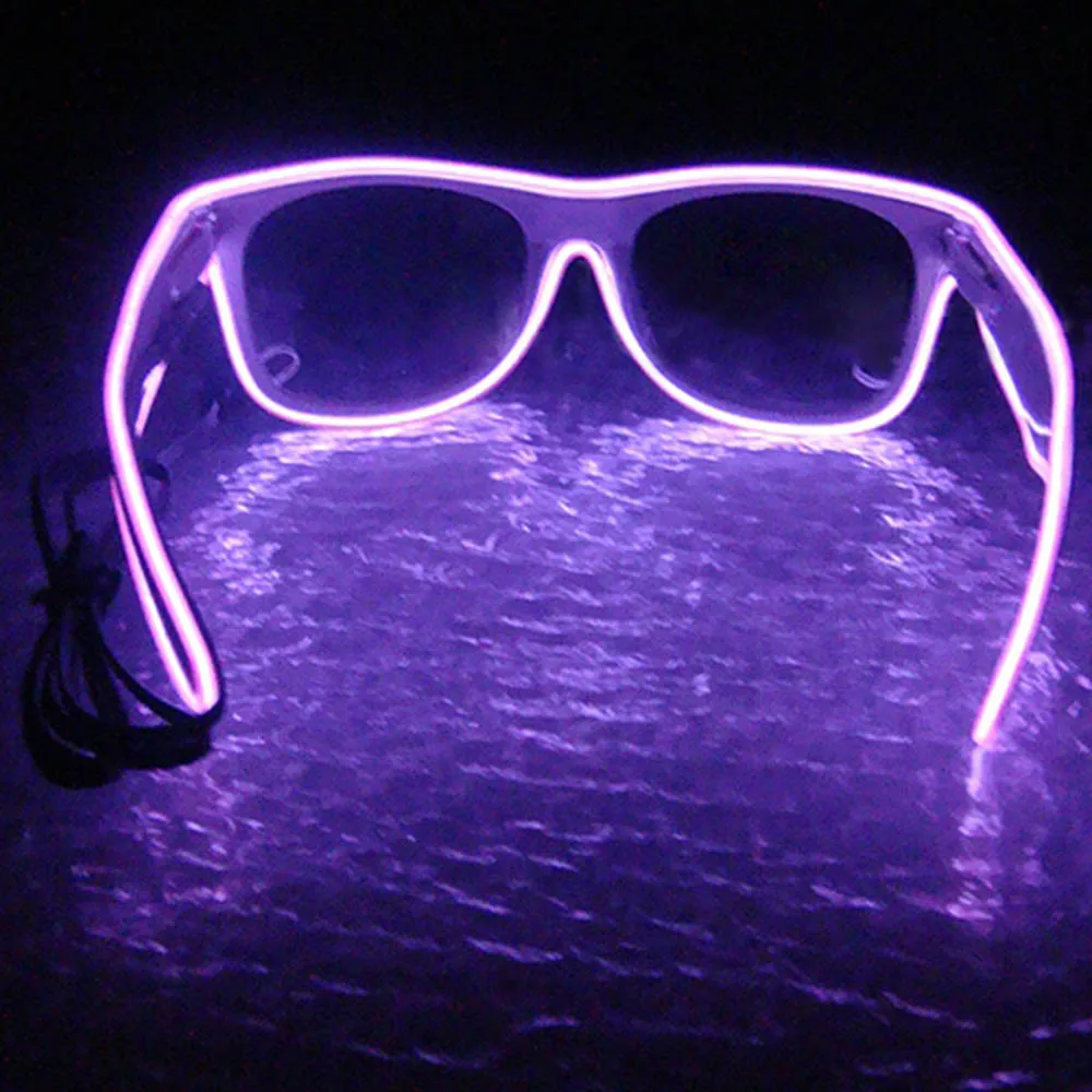 Smart Remote Control El Wire Neon LED Light Up Shutter Shaped Glow Sun Glasses Rave  Bow Tie Costume Party DJ Bright Glasses