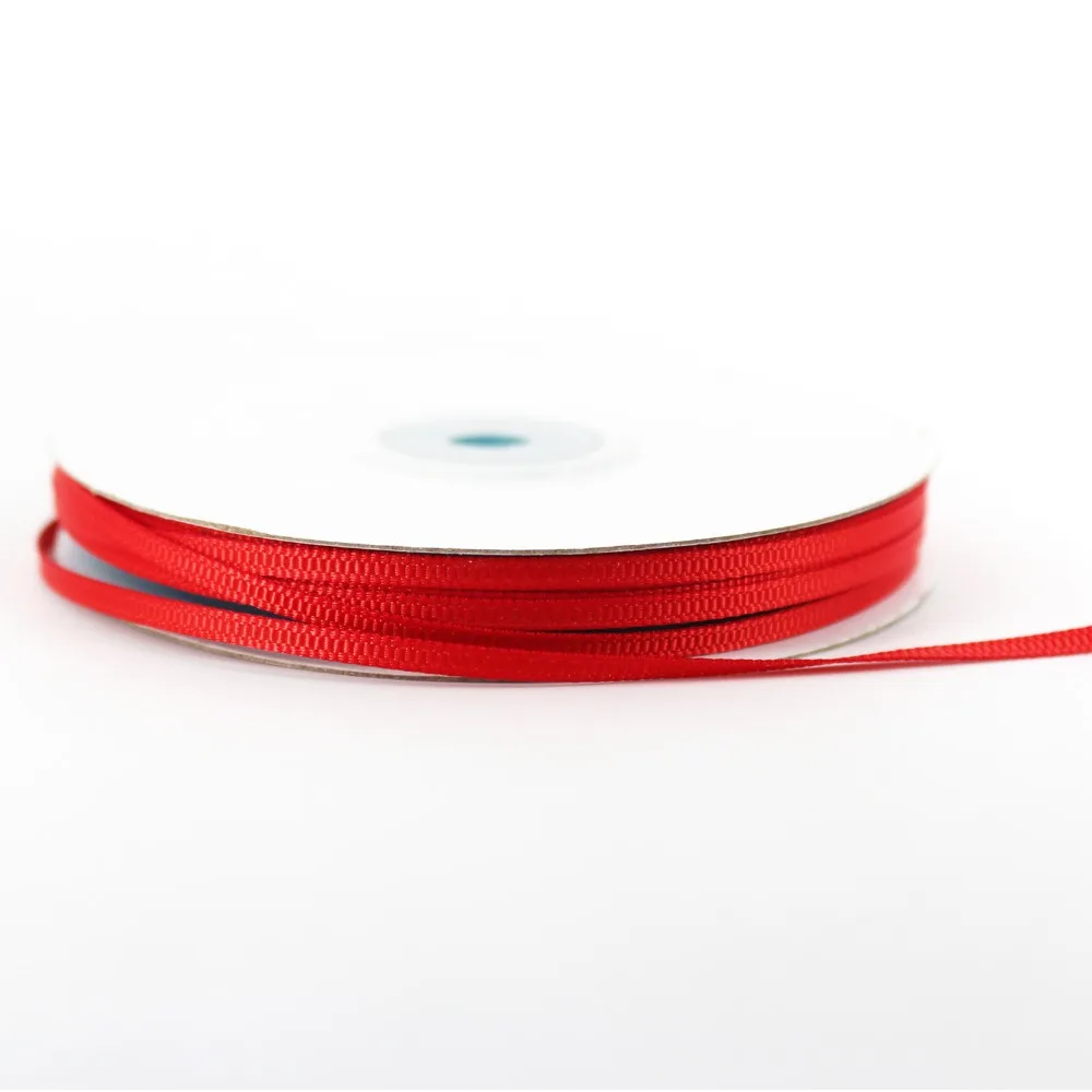 Red Color Polyester Grosgrain Ribbon 1/8 Inch 3 MM For Home Wedding Handmade Gift DIY Crafts Tape Christmas Decoration