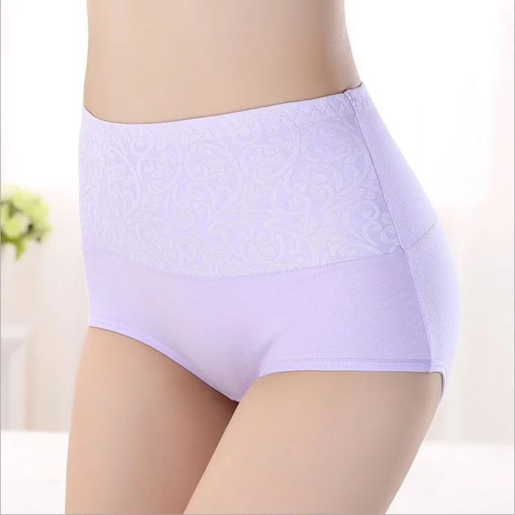 KJA181 Women Big Size Underwear Female Printing Intimates Ladies Cotton Jacquard Briefs High Waist Panties Calcinha Cintura Alta