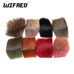 Wifreo 5X5cm Fly Tying Deer Hair Patches Caddis Dry Fly Tying Material Natural and Died Orange Black Red Green