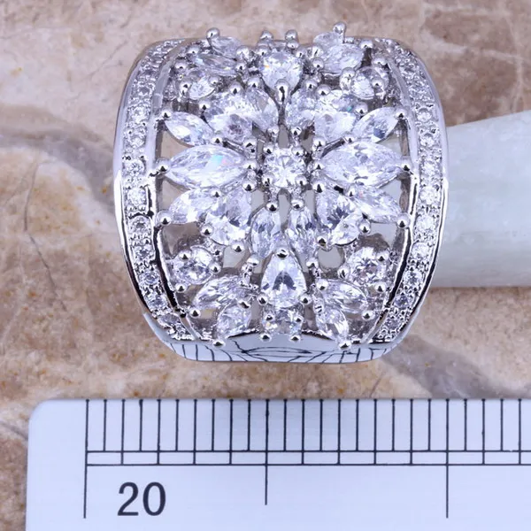 Fantastic White CZ Silver Plated  Ring Size 5 / 6 / 7 / 8 / 9 / 10 / 11 / 12 S0180