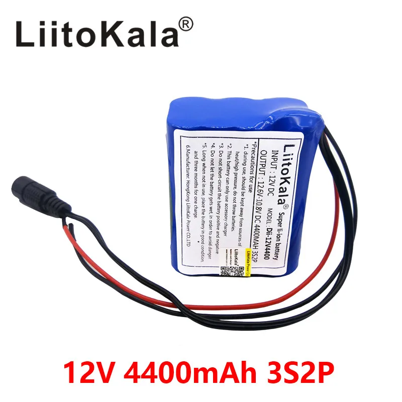 Liitokala 12V 4.4Ah 4400mAh 18650 Lithium-ion Battery Pack PCB Protective plate CCTV Cam Monitor UES+ 12.6 V 1A Battery Charger