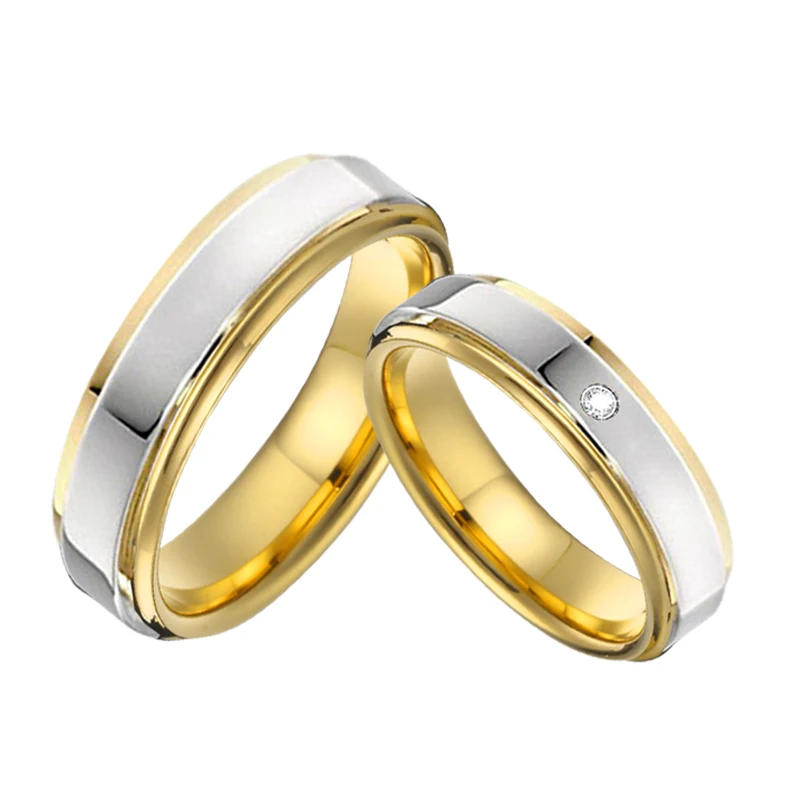 Bicolor Lover Alliance Titanium Jewelry Couple Wedding Rings Set for Men and Women Marriage Tungsten Ring 4mm 5mm 6mm