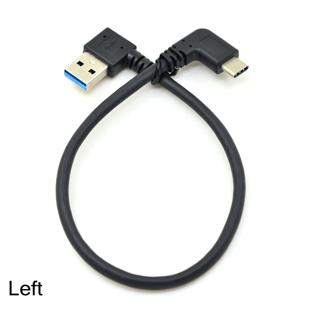 25CM Straight / Left / Right Angle USB 3.0 A male to USB 3.1 Type-C Elbow Data Sync & Charge Cord USB-C Converter Adapter 0.25m