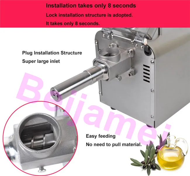 BEIJAMEI Home Use Sesame Seeds Oil pressers Stainless Steel Cold Hot Oil Press Machine Peanut Flaxseed Oil Maker 220V/110V