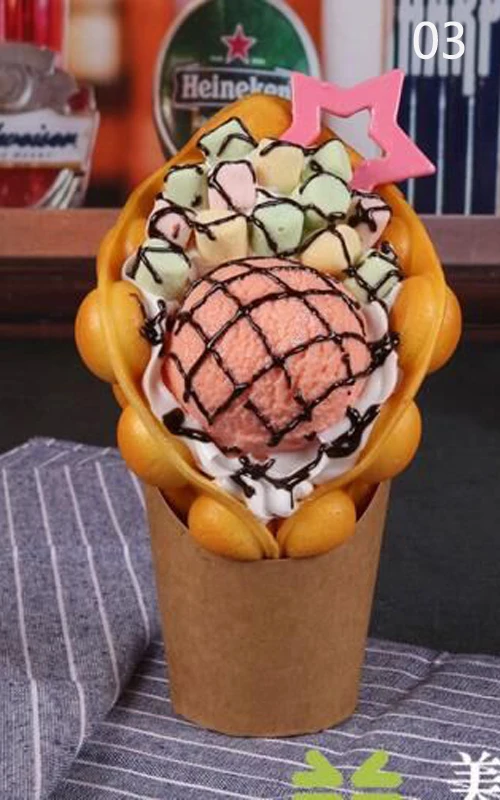 Hong kong ovo bolha waffle molde bolha ovo waffle exibição falso sorvete ovo waffle modelo de exibição