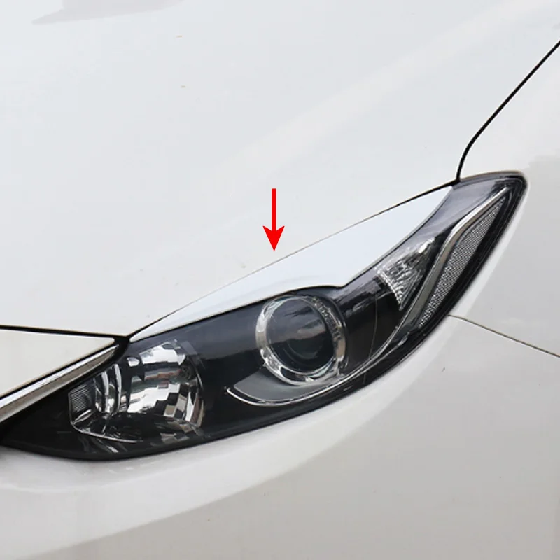 ABS Chrome Accessories For Mazda 3 AXELA Hatchback Sedan 2014 - 2016 Front Head Lights Lamp Eyelid Eyebrow Strip Cover Kit Trim