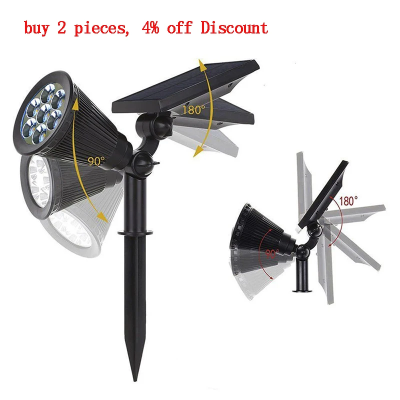 Upgraded Solar Garden Light 7 Led Waterproof Lawn Landscape Lights Spotlight Wall Lamps For Yard Garden Driveway Pathway Pool