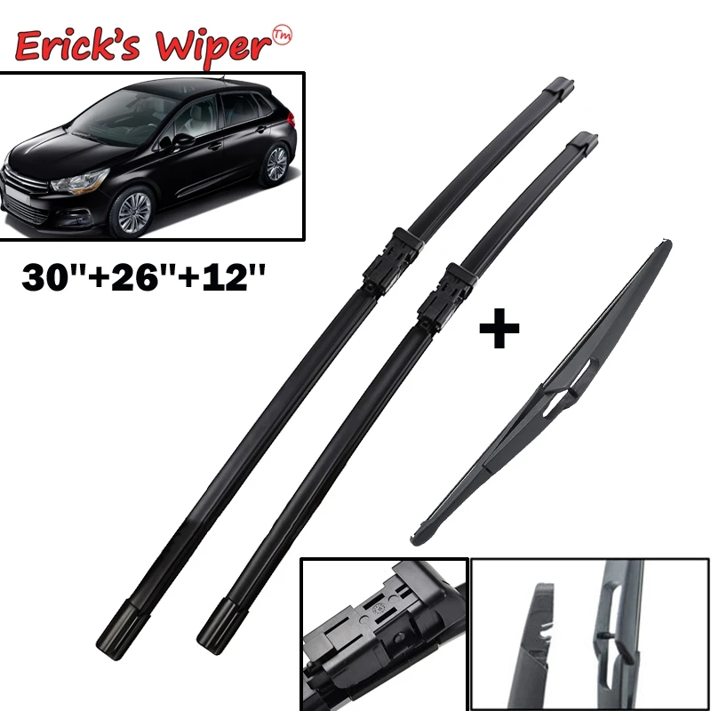 Erick\'s Wiper Front & Rear Wiper Blades Set For Citroen C4 Hatchback 2010 - 2020 Windshield Windscreen Window 30\