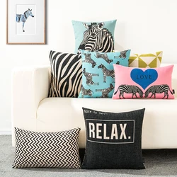 Cartoon Zebra Geometry Cushion Geometric Pillow Cover Home Decor Christmas Sofa Waist PillowCase