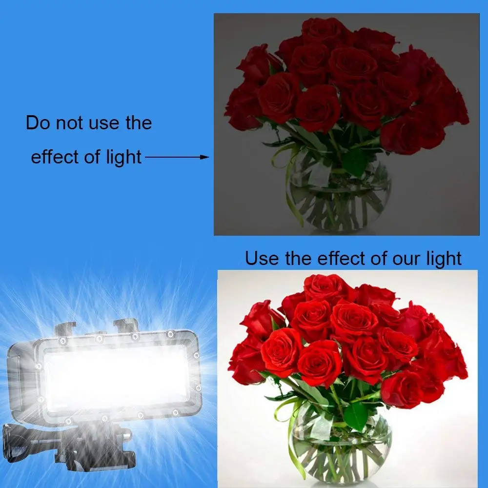 ضوء LED فائق المقاومة للماء ، ملء ضوء الليل ، الغوص تحت الماء ، بطارية لبطل Gopro 12 ، 11 ، 10 ، 9 ، 8 ، 7 ، 6SJ ، YI ، DJI