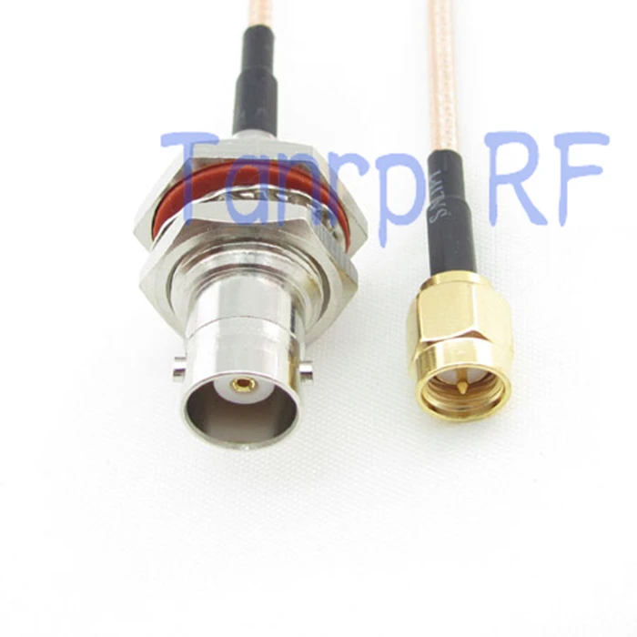 1PCS 3FEET  RG316 extension cable BNC female nut bulkhead to SMA male plug RF adapter connector 1M Pigtail coaxial jumper cable