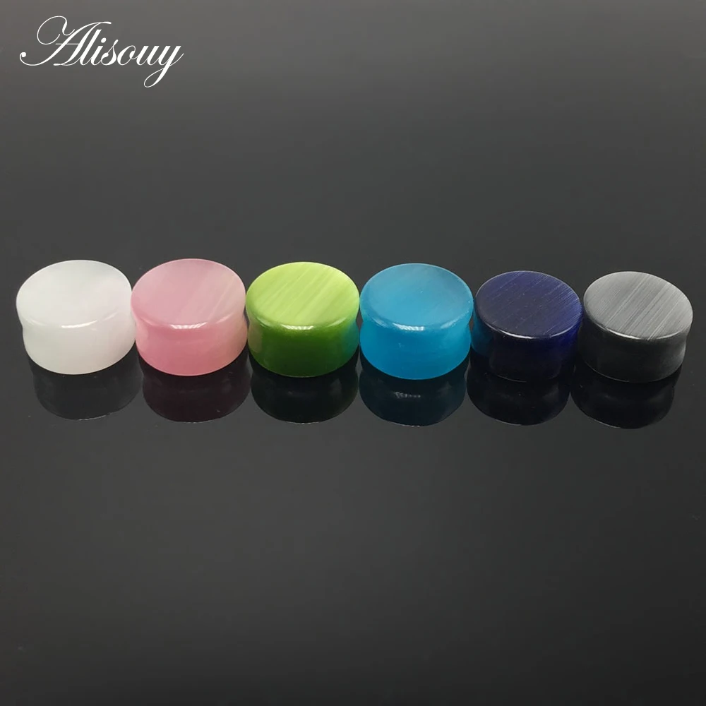 Alisouy 1 Pair 6-18mm Piercing Body Jewelry Stone Ear Plug Flesh Ear Stretchers Plugs and Tunnels Single Flare Ear Expander