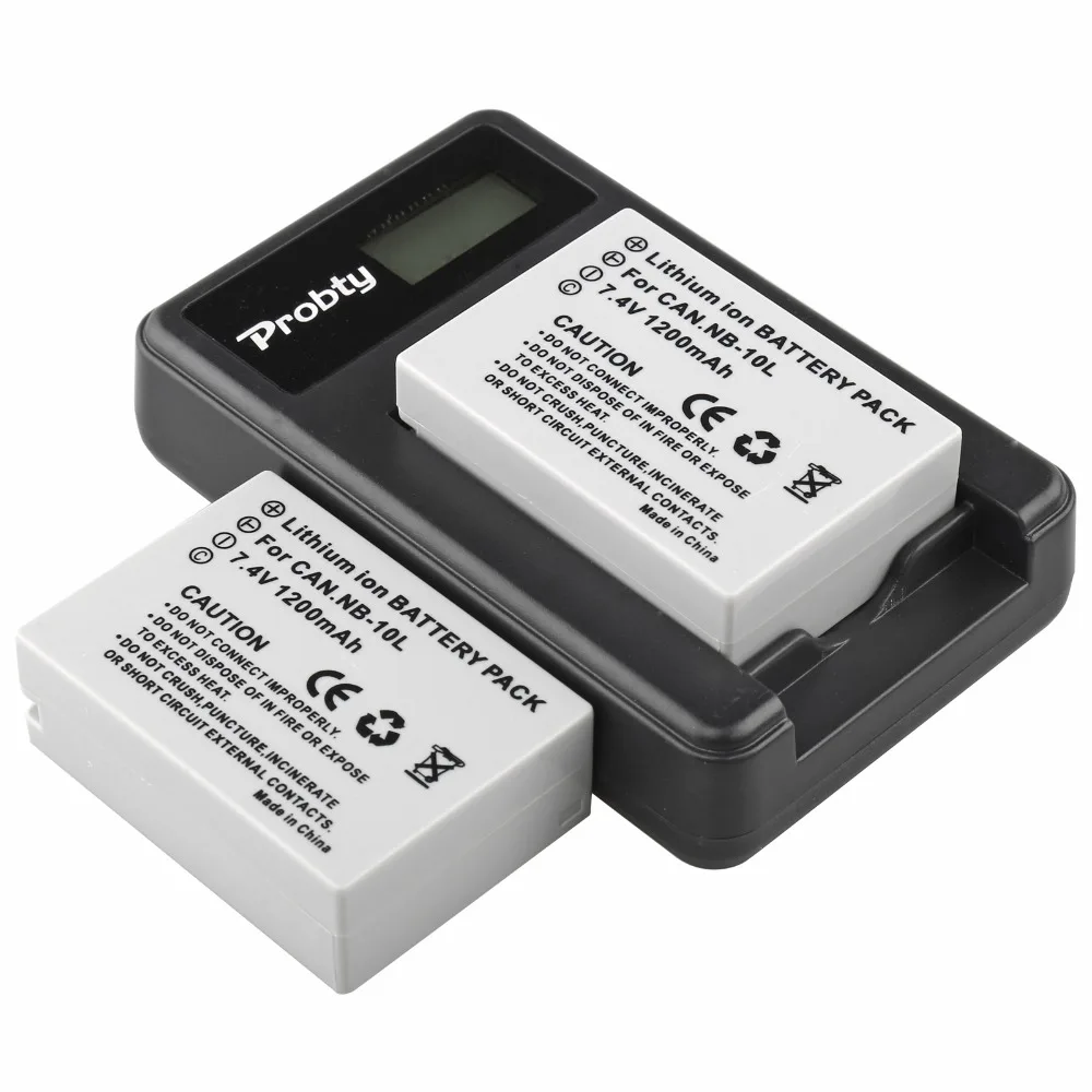 

2 Pcs NB-10L NB 10L NB10L Battery +USB LCD Charger for Canon PowerShot G15 G16 G1X G3X SX40 SX40HS SX50 SX60 HS Camera