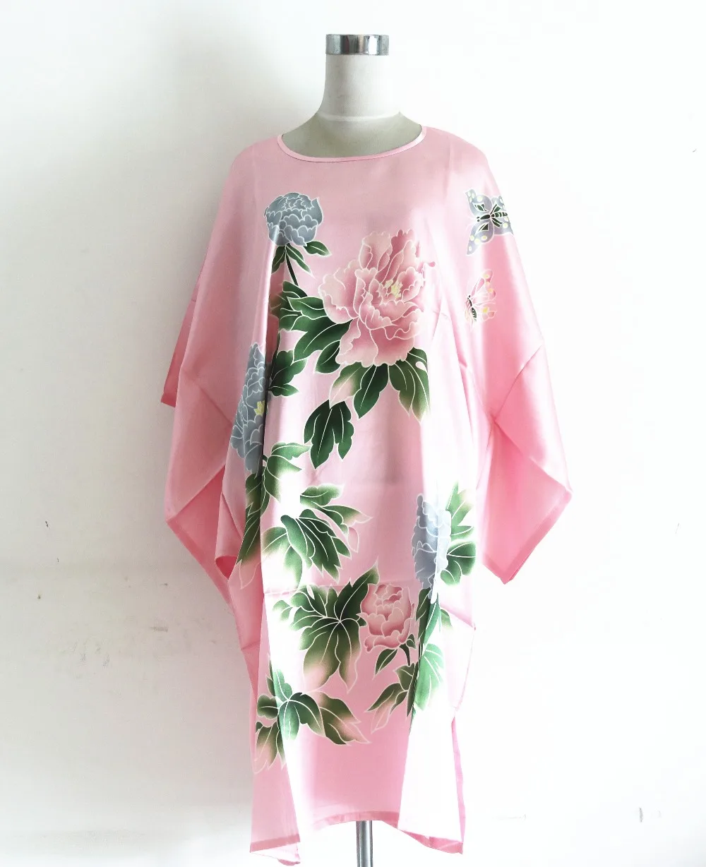 Hot Sale 21 Style Women\'s Faux Silk Robe Bath Gown Nightgown Summer Sleep shirts New Style Sleepwear Printed