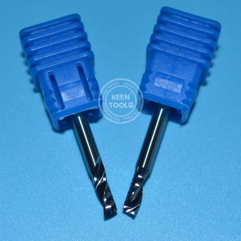 Fresas en espiral de carburo sólido de acero de tungsteno EM3.08mm, herramientas de fresado de extremo de flauta única, brocas de enrutador Cnc acrílicas